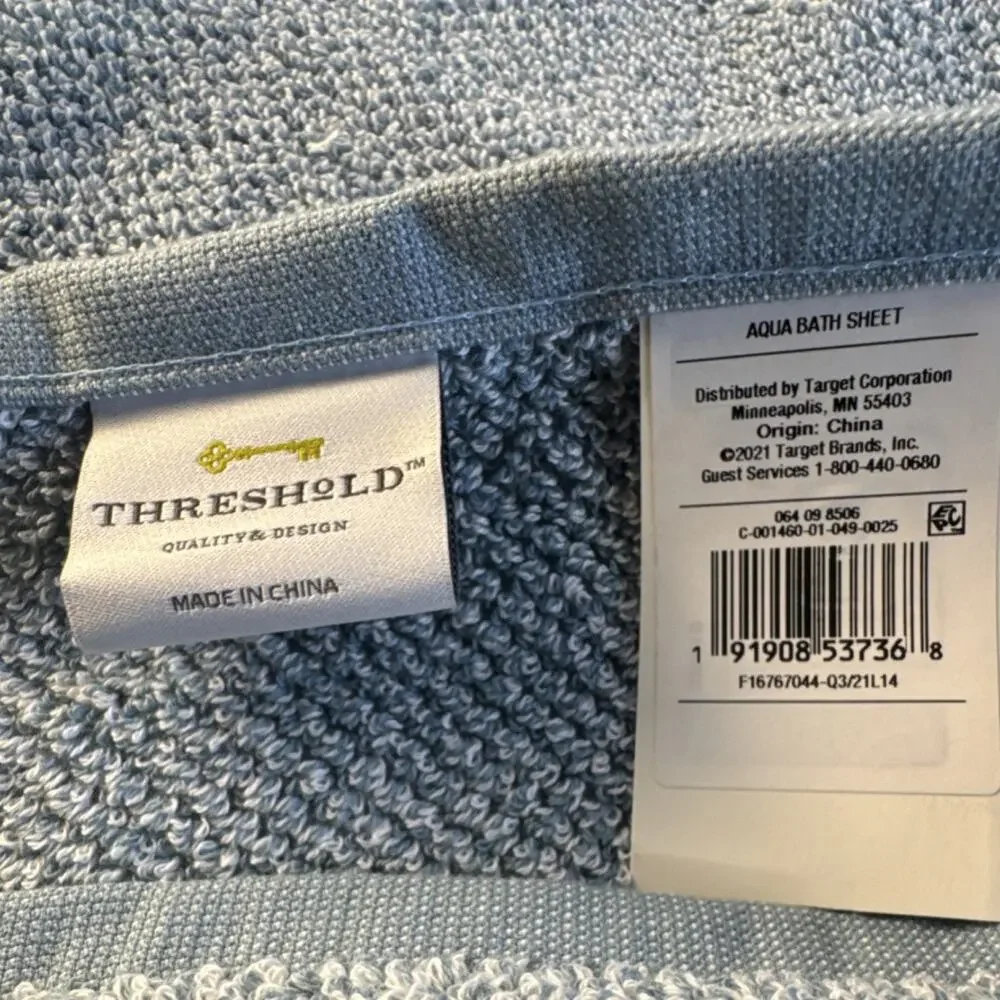 (3006) Threshold 100% Cotton Aqua Bath Sheet 33x63 in Absorbent Low Lint Fade